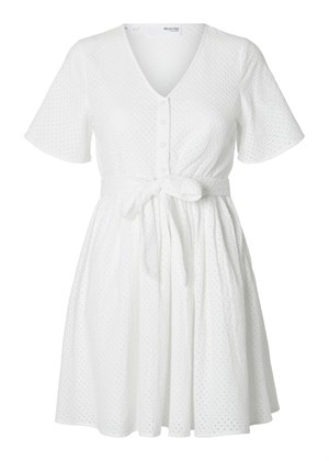 Beatrice ss broderi kjole White Selected Femme